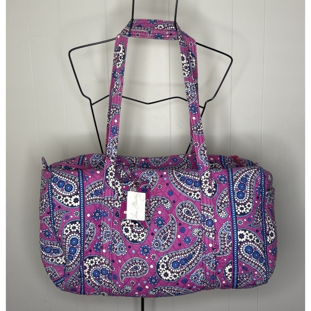 Vera Bradley Boysenberry Purple Blue Paisley Large Duffle Weekender Bag Retired